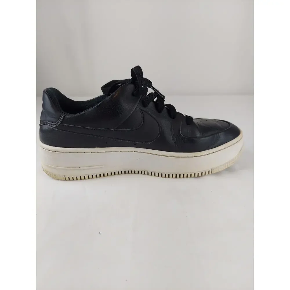 NIKE Air Force 1 Sage Women's Platform Sneakers AR5339-002 Black Leather 8.5